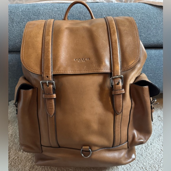 Coach Tan Leather Backpack - Picture 1 of 5